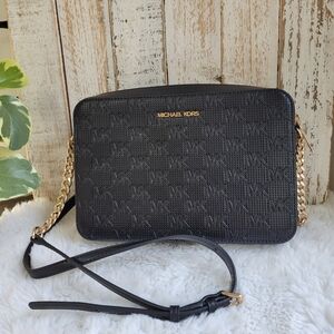 Michael Kors Black Logo-Embossed Crossbody Bag